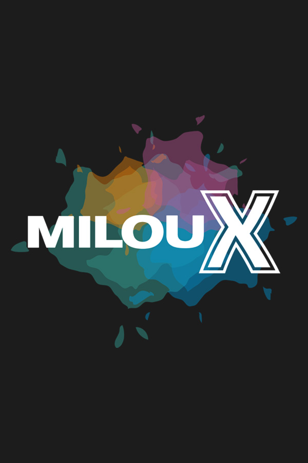 MilouX logotyp på svart bakgrund